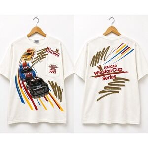 Vintage 1992 NASCAR Winston Cup Series Dover T-Shirt American Born XL White